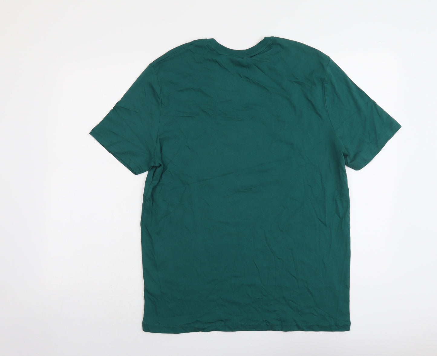 Marks and Spencer Mens Green Cotton T-Shirt Size M Round Neck - Gin-gle All The Way