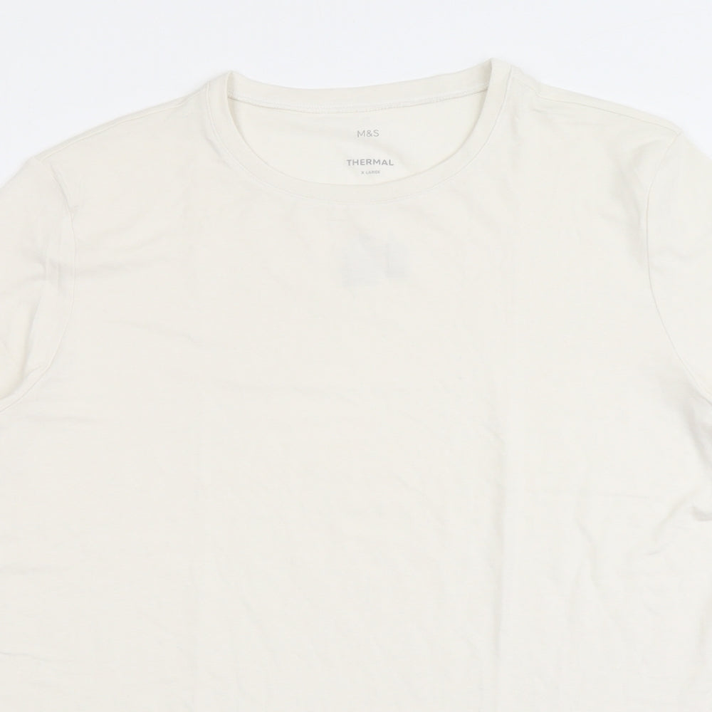 Marks and Spencer Mens Ivory Acrylic T-Shirt Size XL Round Neck