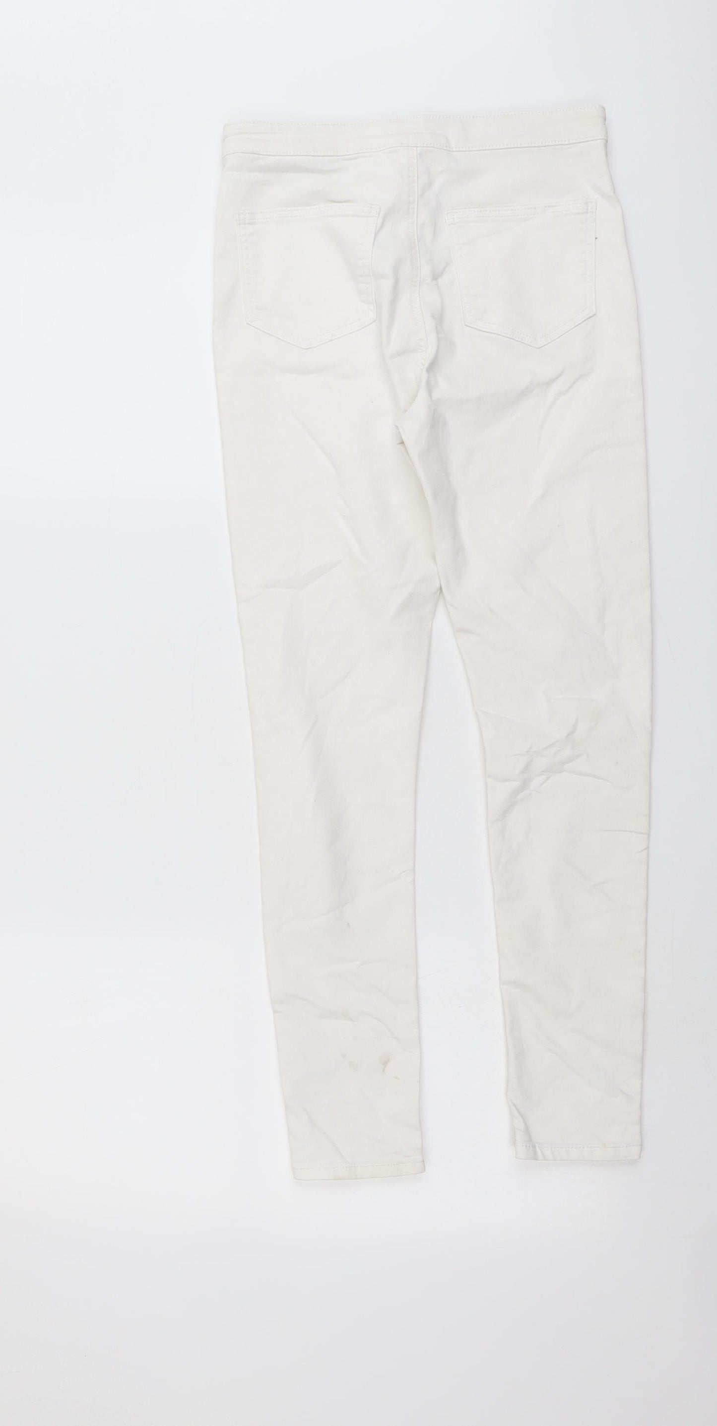 H&M Girls White Cotton Skinny Jeans Size 11-12 Years Regular Button