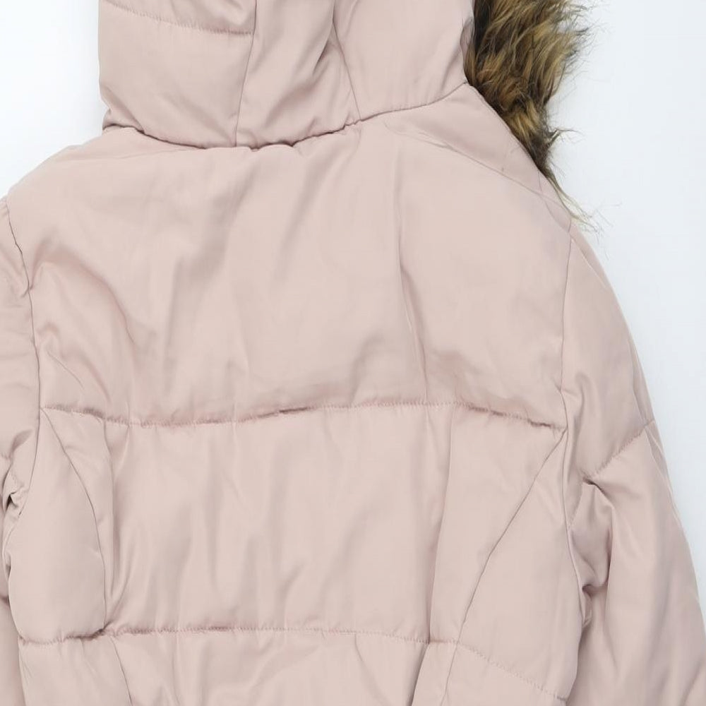 H&M Womens Pink Puffer Jacket Jacket Size M Zip