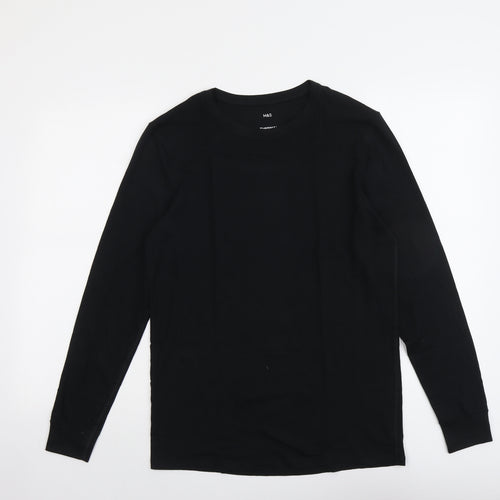 Marks and Spencer Mens Black Acrylic T-Shirt Size M Roll Neck
