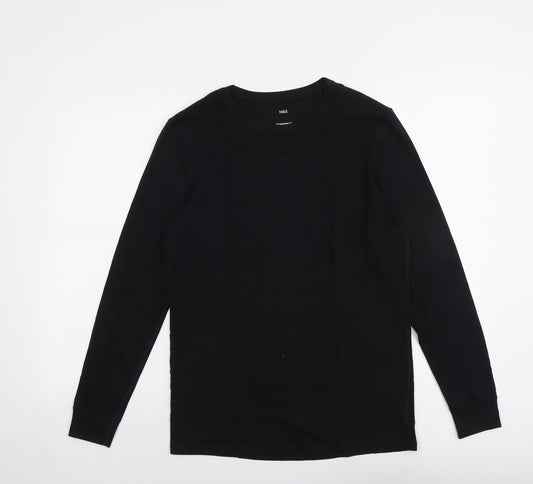 Marks and Spencer Mens Black Acrylic T-Shirt Size M Roll Neck