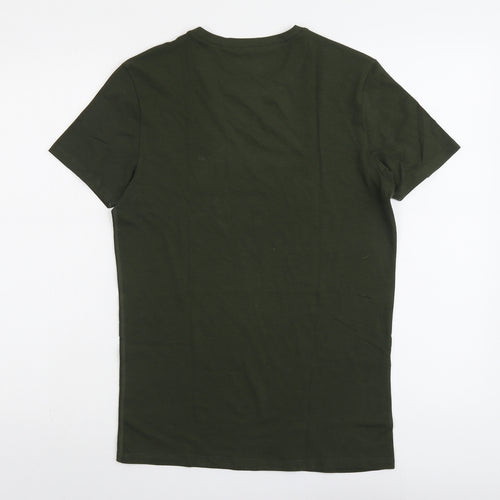 Marks and Spencer Mens Green Acrylic T-Shirt Size S Round Neck