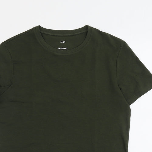 Marks and Spencer Mens Green Acrylic T-Shirt Size S Round Neck