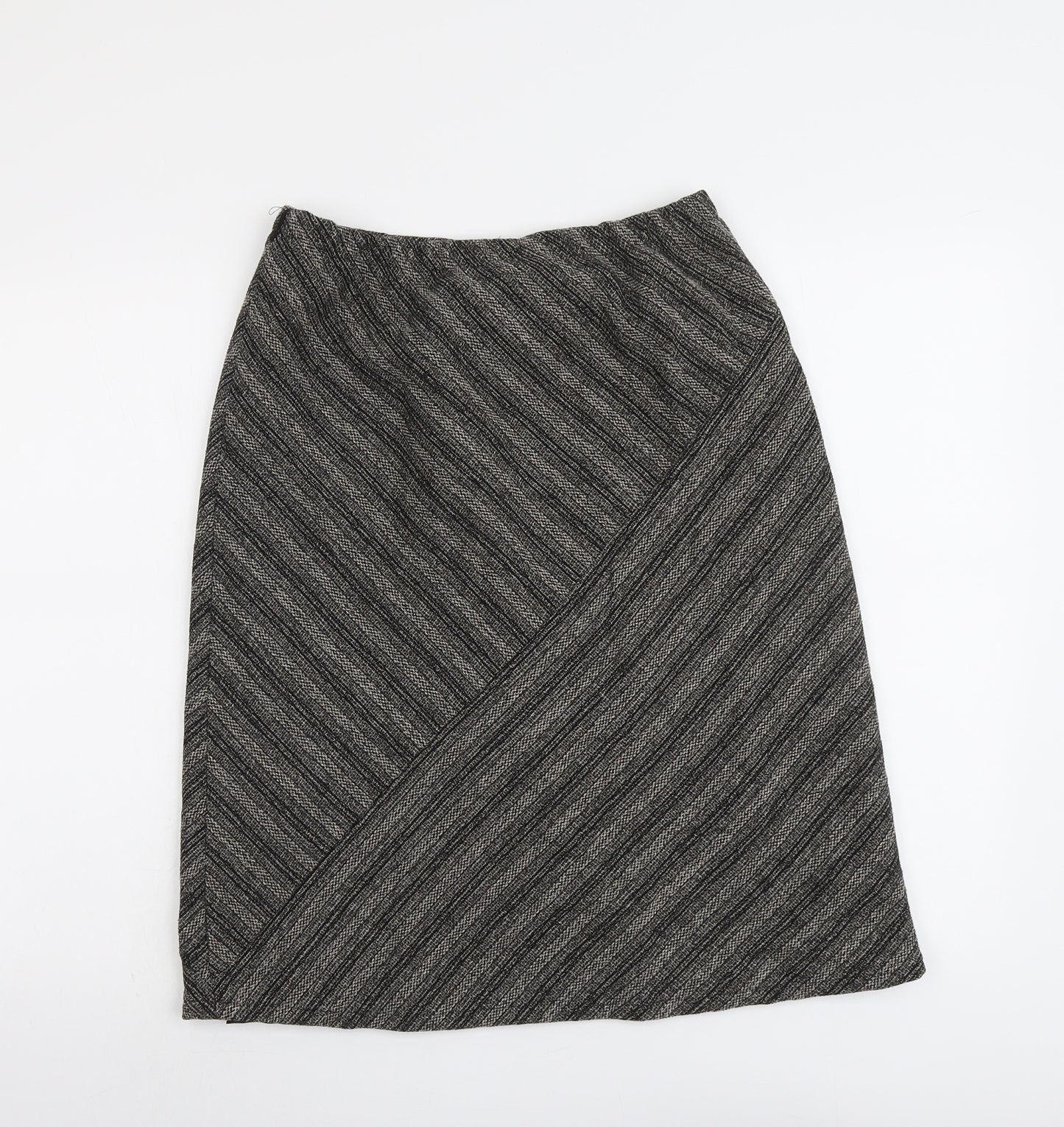 Debenhams Womens Black Striped Polyester A-Line Skirt Size 14