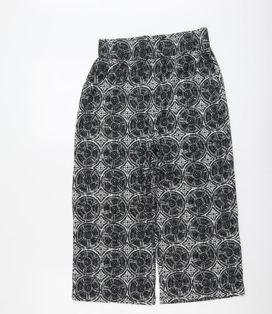 NEXT Girls Black Geometric Polyester Cropped Trousers Size 11 Years Regular Pullover