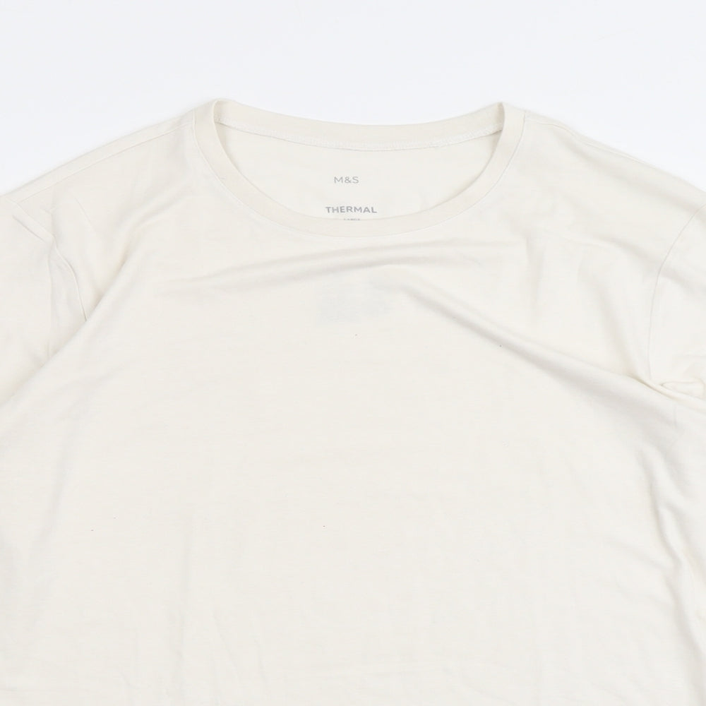Marks and Spencer Mens Ivory Acrylic T-Shirt Size L Round Neck