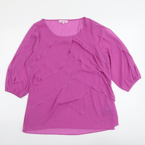 Per Una Womens Purple Polyester Basic Blouse Size 16 Boat Neck - Layered