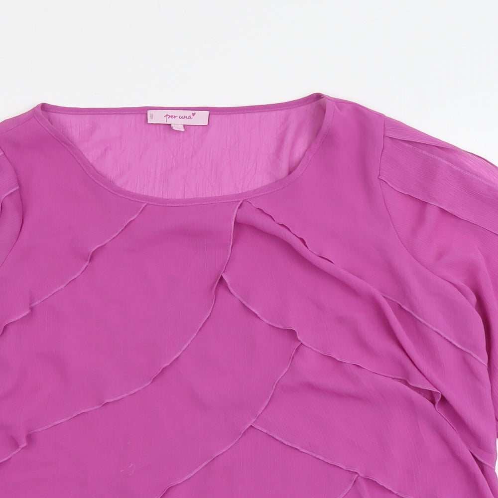 Per Una Womens Purple Polyester Basic Blouse Size 16 Boat Neck - Layered