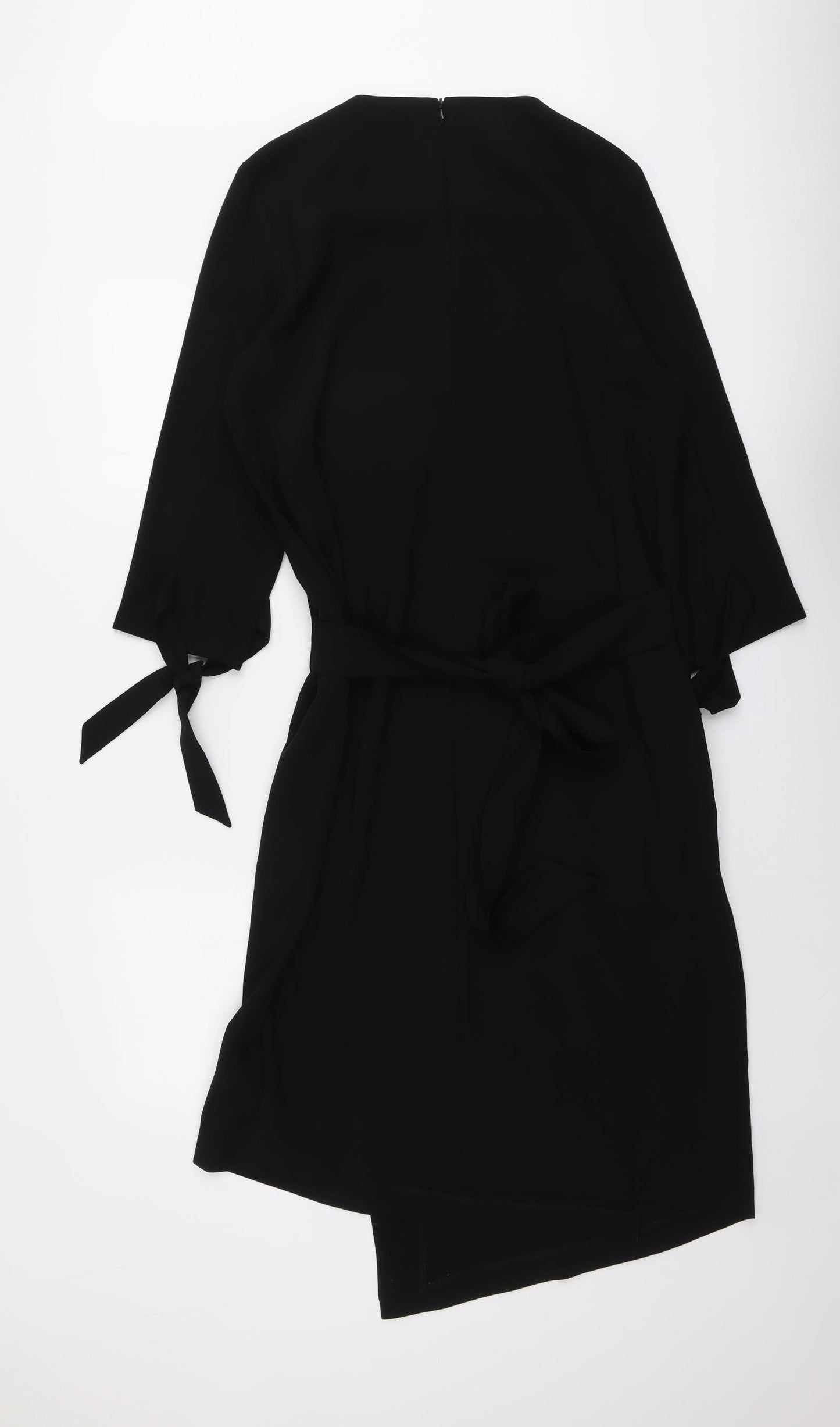 NEXT Womens Black Polyester Wrap Dress Size 14 Round Neck Zip