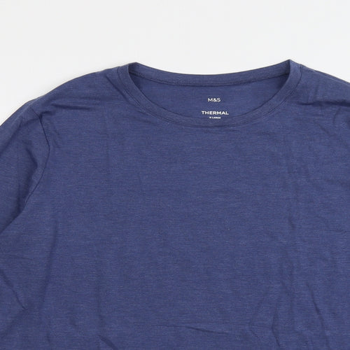 Marks and Spencer Mens Blue Acrylic T-Shirt Size XL Round Neck