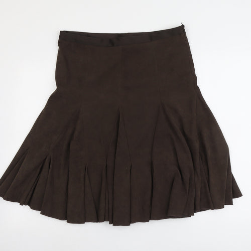 AMARANTO Womens Brown Polyester Swing Skirt Size 14 Zip
