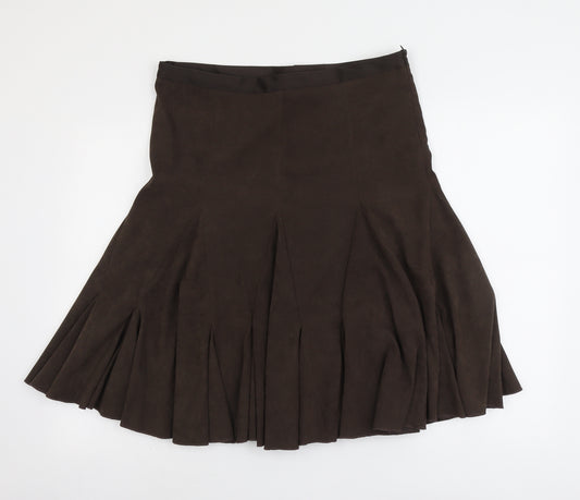 AMARANTO Womens Brown Polyester Swing Skirt Size 14 Zip