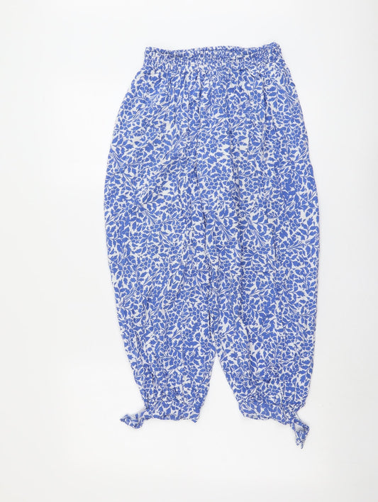 Marks and Spencer Womens Blue Geometric Viscose Harem Trousers Size M L22 in Regular