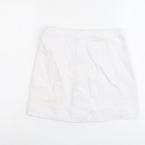 Boohoo Womens White Cotton A-Line Skirt Size 10 Button