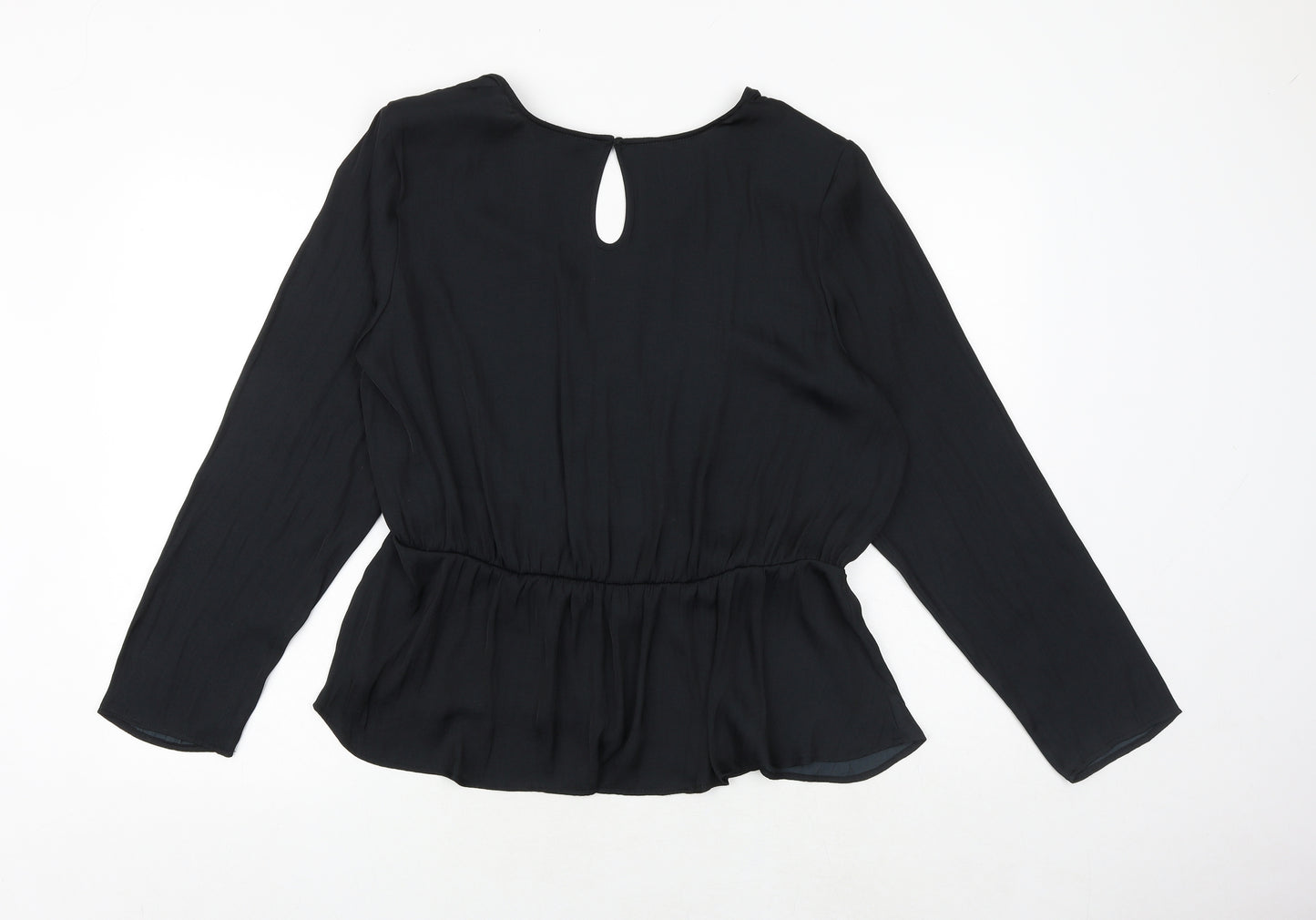 Marks and Spencer Womens Black Polyester Basic Blouse Size 18 V-Neck - Peplum