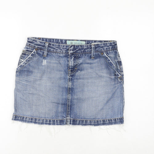 Gap Womens Blue Cotton Mini Skirt Size 30 in Snap