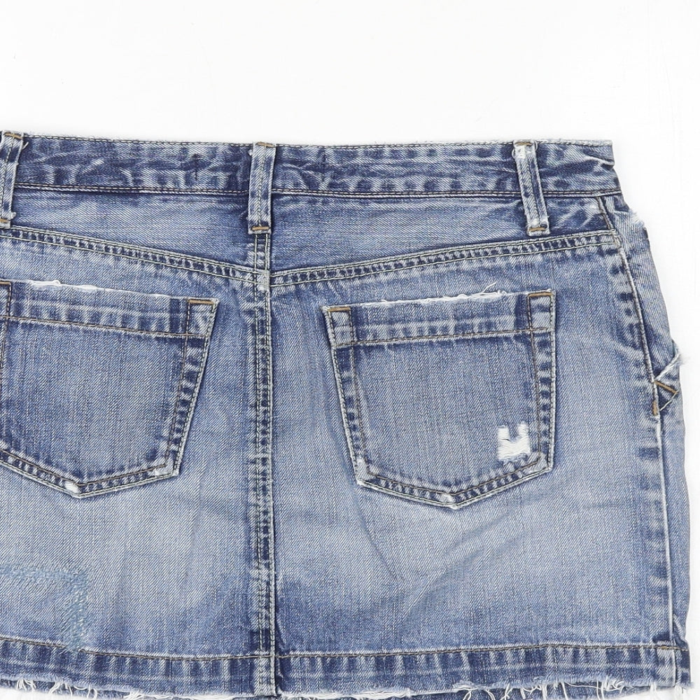 Gap Womens Blue Cotton Mini Skirt Size 30 in Snap