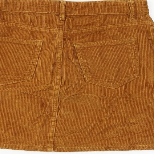 Superdry Womens Orange Cotton A-Line Skirt Size 12 Zip