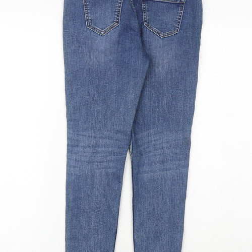 Marks and Spencer Girls Blue Cotton Skinny Jeans Size 11-12 Years Regular Zip