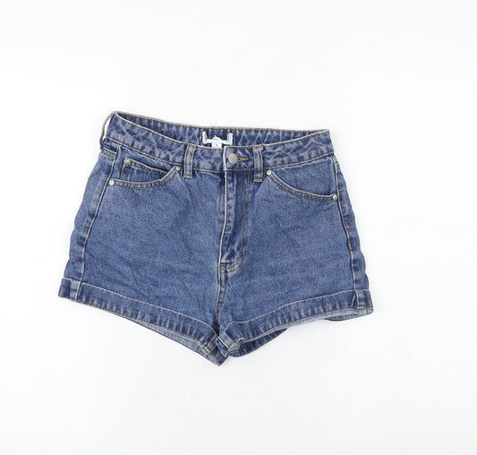 Warehouse Womens Blue 100% Cotton Hot Pants Shorts Size 8 Regular Zip