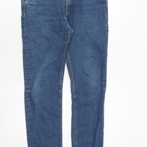 Marks and Spencer Mens Blue Cotton Skinny Jeans Size 30 in Regular Zip