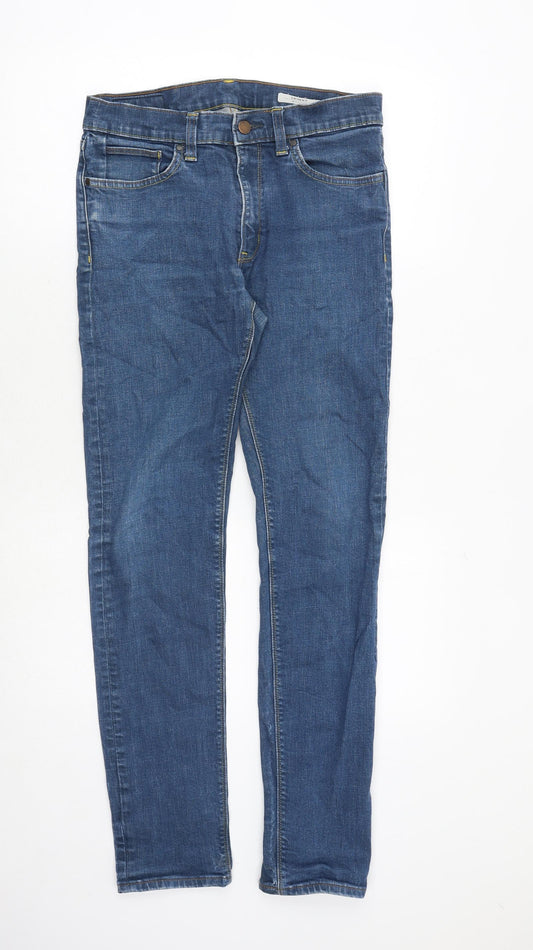 Marks and Spencer Mens Blue Cotton Skinny Jeans Size 30 in Regular Zip