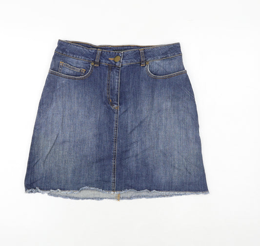 Baukjen Womens Blue Polyester A-Line Skirt Size 8 Zip