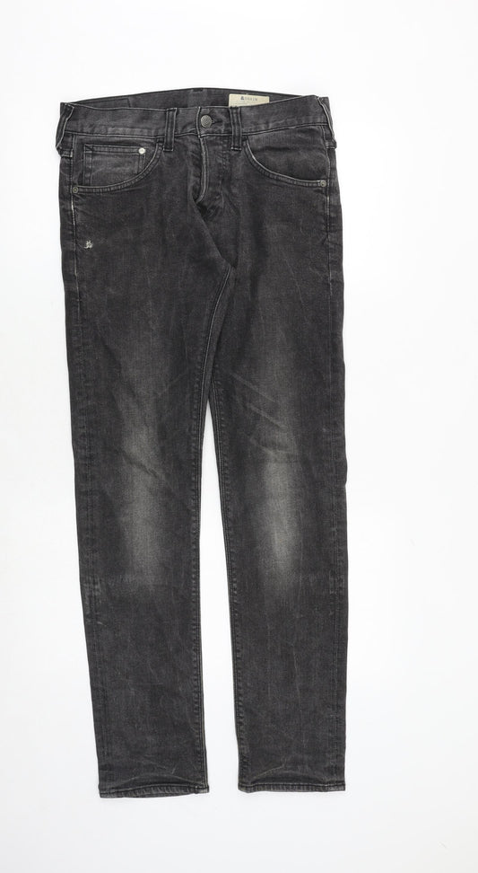 H&M Mens Grey Cotton Straight Jeans Size 30 in Regular Button