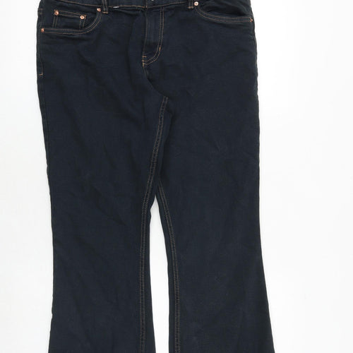 NEXT Womens Blue Cotton Flared Jeans Size 14 Regular Zip