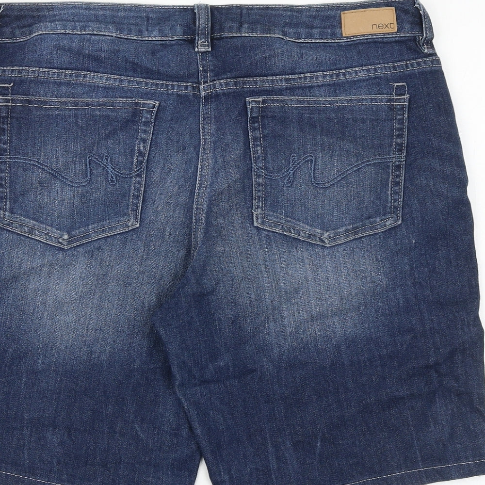 NEXT Womens Blue Cotton Boyfriend Shorts Size 12 Regular Zip
