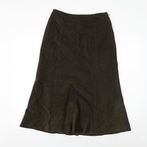 Per Una Womens Green Polyester Swing Skirt Size 12 Zip
