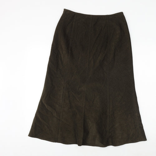 Per Una Womens Green Polyester Swing Skirt Size 12 Zip