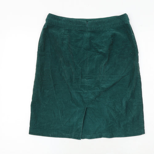 Laura Ashley Womens Green Cotton A-Line Skirt Size 10 Button
