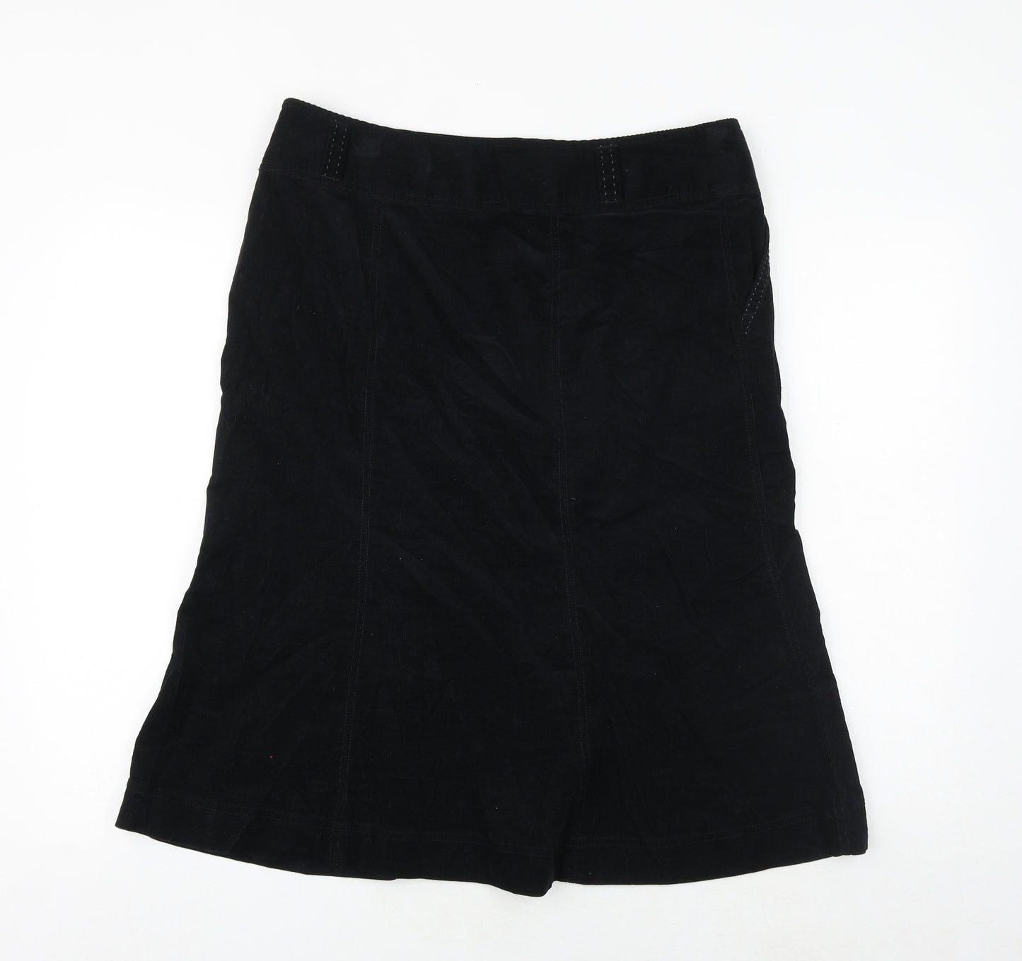 Marks and Spencer Womens Black Cotton Swing Skirt Size 14 Zip
