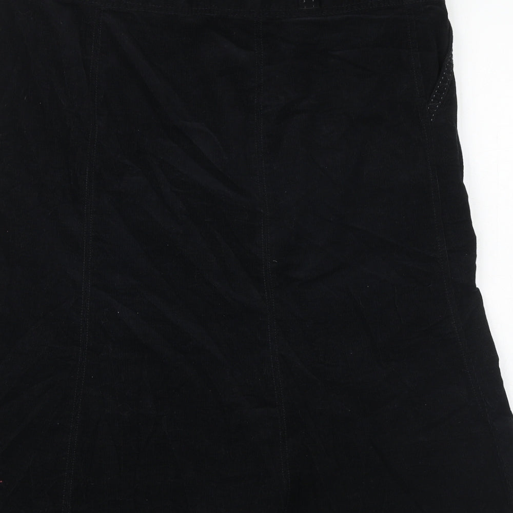 Marks and Spencer Womens Black Cotton Swing Skirt Size 14 Zip