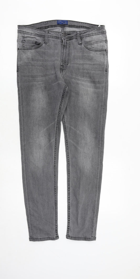 Zara Mens Grey Cotton Skinny Jeans Size 32 in Regular Zip