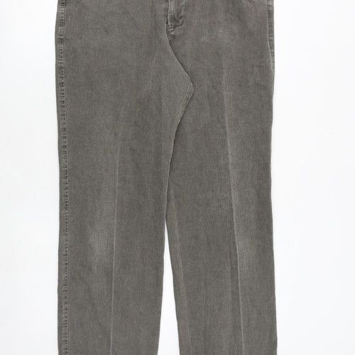 Marks and Spencer Mens Grey Cotton Trousers Size 34 in Regular Zip