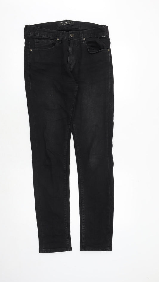 Zara Mens Black Cotton Skinny Jeans Size 32 in Regular Zip