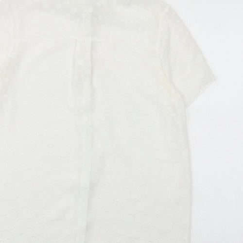 Dorothy Perkins Womens White Polyester Basic Button-Up Size 8 Collared - Textured