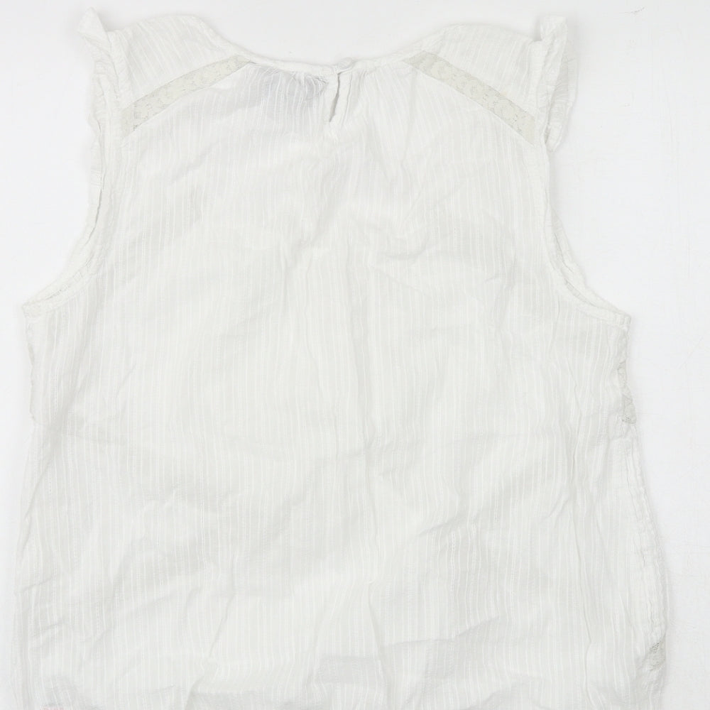 Dorothy Perkins Womens White 100% Cotton Basic Blouse Size 16 Scoop Neck - Lace Detail