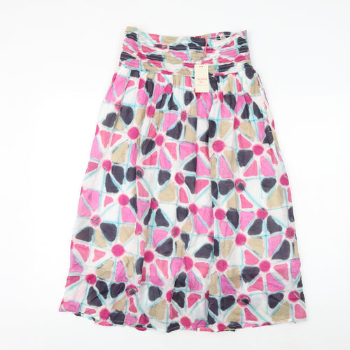White Stuff Womens Multicoloured Geometric Cotton Swing Skirt Size 10