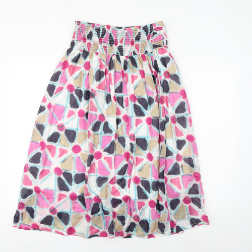 White Stuff Womens Multicoloured Geometric Cotton Swing Skirt Size 10