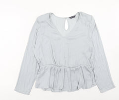 Marks and Spencer Womens Grey Polyester Basic Blouse Size 18 V-Neck - Peplum
