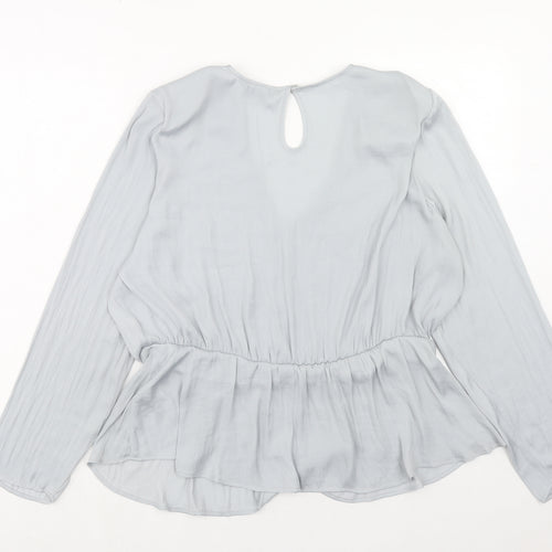 Marks and Spencer Womens Grey Polyester Basic Blouse Size 18 V-Neck - Peplum