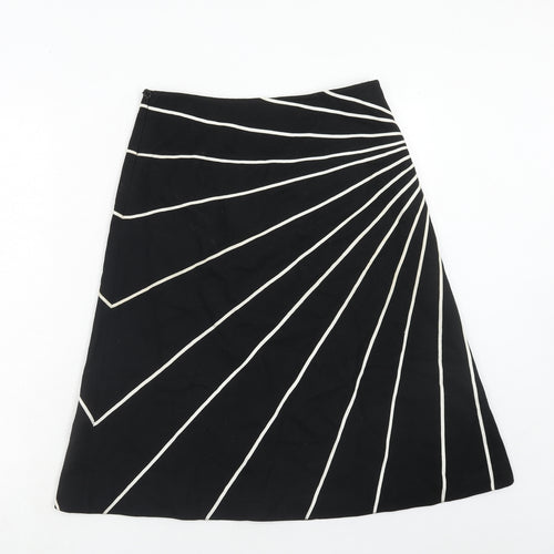 Coast Womens Black Striped Wool Swing Skirt Size 10 Zip