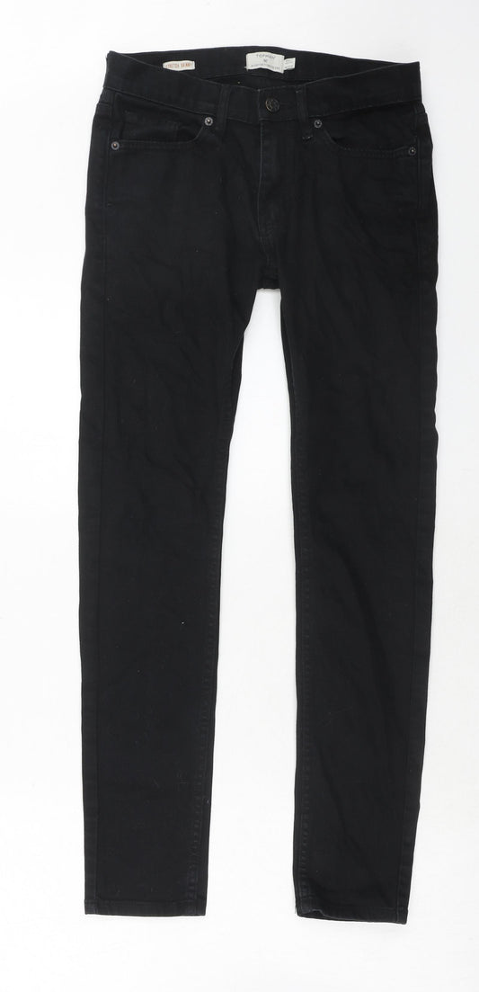 Topman Mens Black Cotton Skinny Jeans Size 28 in Regular Zip