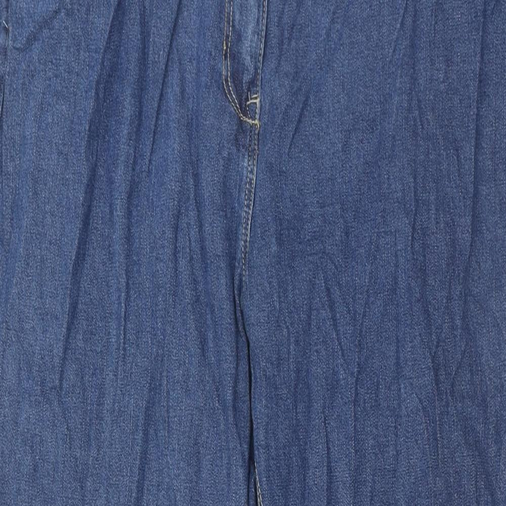 Anthology Womens Blue Cotton Bootcut Jeans Size 18 Regular Zip