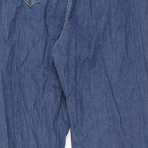 Anthology Womens Blue Cotton Bootcut Jeans Size 18 Regular Zip