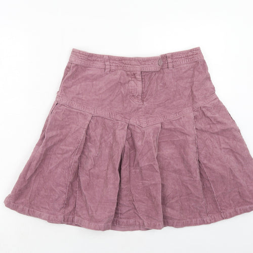 H&M Womens Pink Cotton Pleated Skirt Size 10 Zip